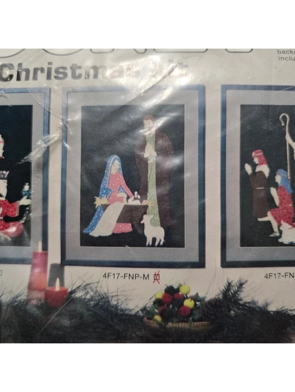 Vtg Looney Embroidered Nativity Picture Kit 4F17 - FNP-M Manager 16 X 20 sealed